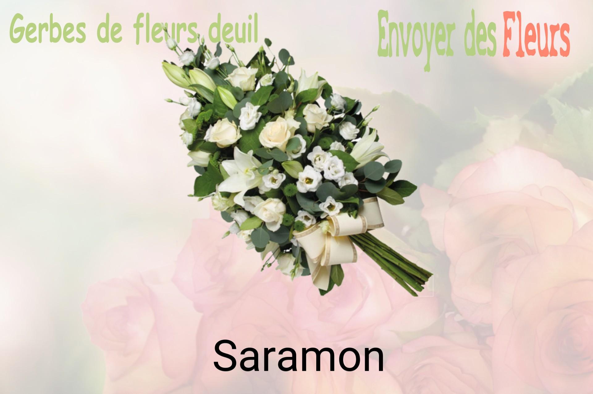 Gerbe de fleurs de deuil livrée à Saramon